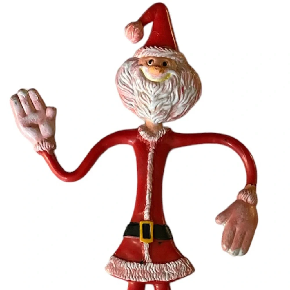 Bendy Santa Bendable Vintage 70’s Fun World Red Christmas Decoration Hong Kong